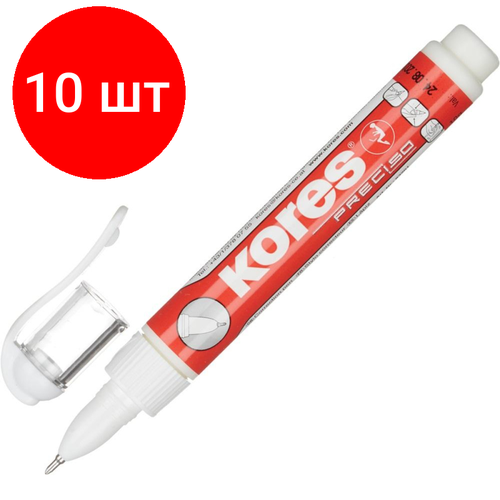 Комплект 10 штук, Корректирующий карандаш 10г (8мл) KORES Preсiso, шариковый наконечник