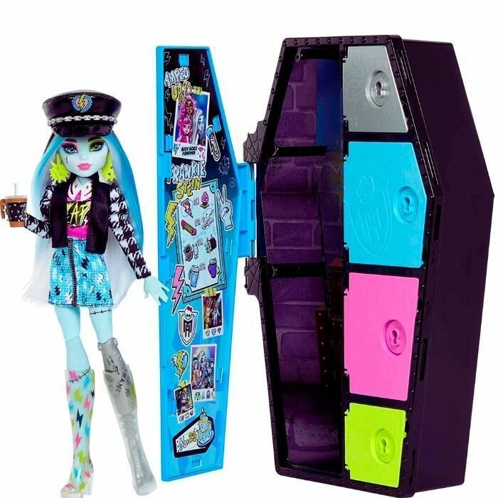 Кукла Monster High Фрэнки Штайн и модный набор со шкафчиком для переодевания HKY62