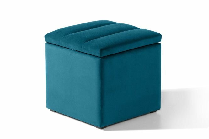 фото Пуфик с ящиком для прихожей 40х41х40 Велюр мягкий бирюзовый Doni