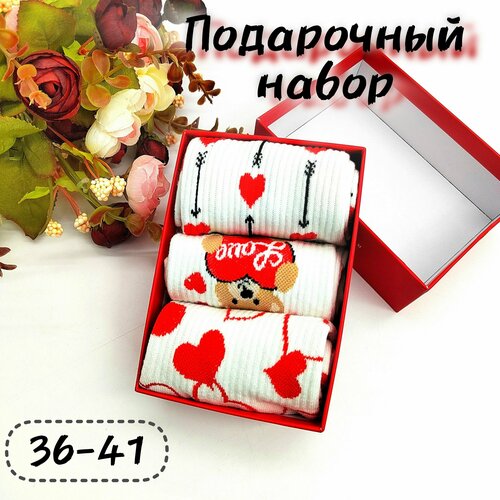 фото Носки , 3 пары, размер 36-41, белый нет бренда