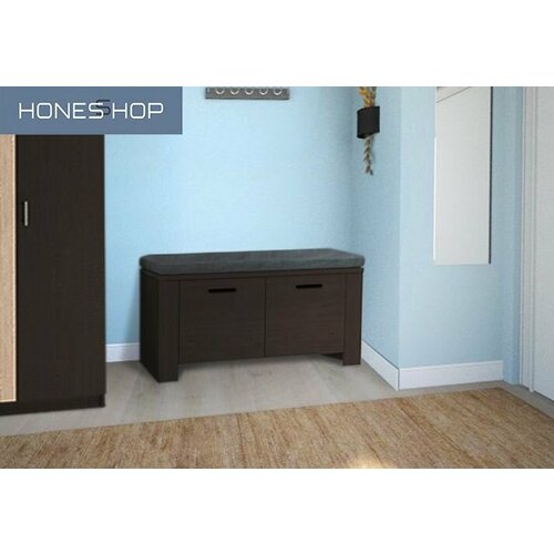 Обувница Молли с сиденьем ЛДСП венге цава ткань 96х40х43 9932₽