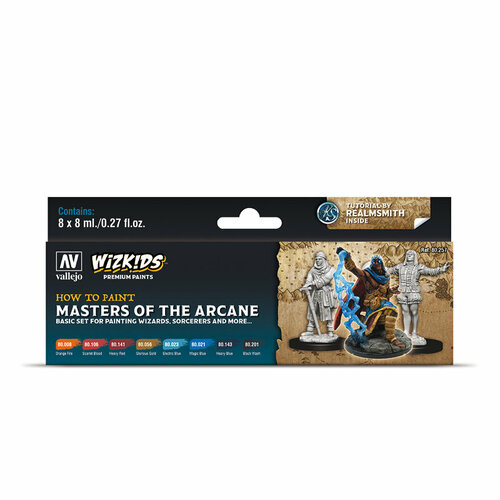 Набор акриловых красок Vallejo Wizkids Premium - Masters of the Arcane 80257 (8 красок по 8 мл)