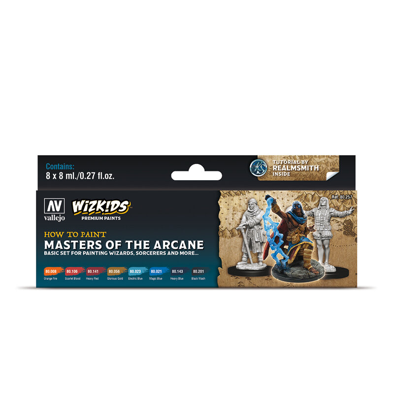 Набор акриловых красок Vallejo Wizkids Premium - Masters of the Arcane 80257 (8 красок по 8 мл)