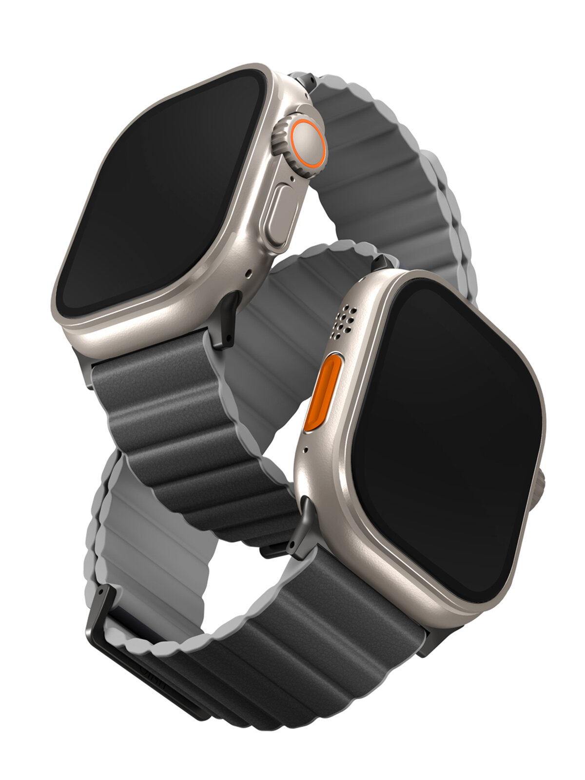 Uniq для Apple Watch 49/45/44/42 mm ремешок Revix Premium Ed. Leather/Silicone Charcoal/Ash Grey
