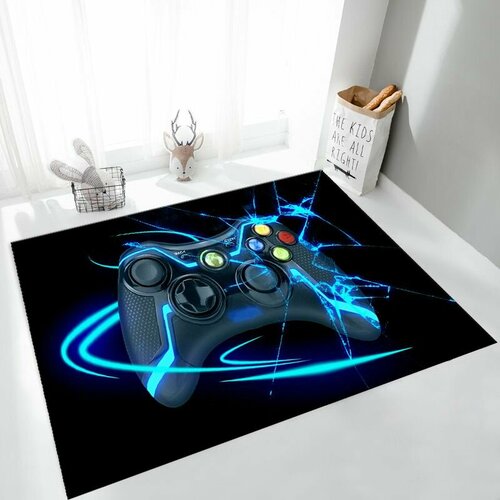 Коврик для детской METROBAS, ковер в детскую джойстики для мальчика, ковер геймера, прикроватный коврик, Полиэстер, Микрофибра, ковер безворсовый, X-Game, 0.8 x 1.2 м