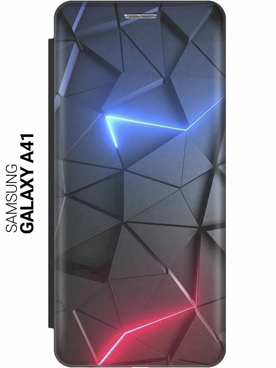 Чехол-книжка на Samsung Galaxy A41, Самсунг А41 с 3D принтом "Графитовые грани" черный
