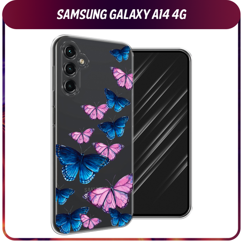 силиконовый чехол new year на samsung galaxy a14 5g самсунг галакси a14 5g Силиконовый чехол на Samsung Galaxy A14 4G / Галакси A14 4G Полет бабочек, прозрачный