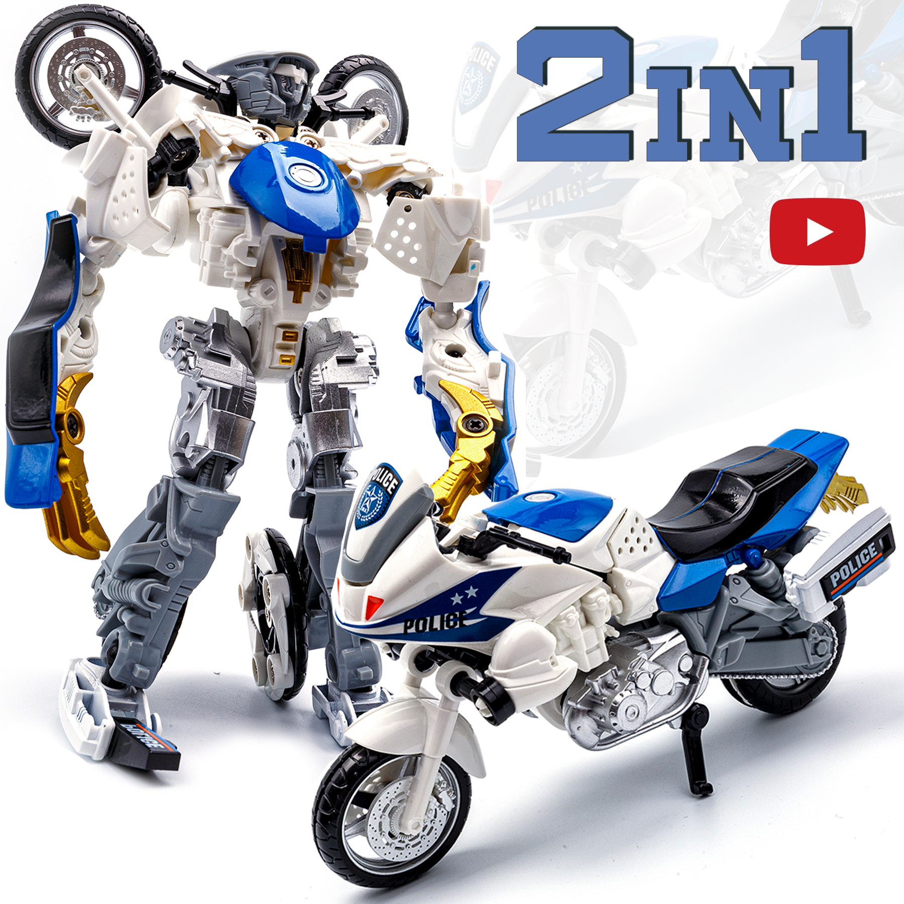 Робот трансформер металлический полиция "Мотоцикл" / BAZUMI