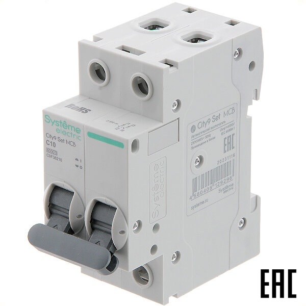 Автоматический выключатель City9 C9F36210 C10А/2п/ 6кА на Din-рейку Systeme Electric
