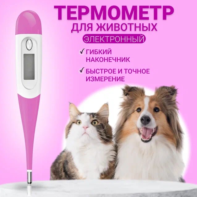 Термометр электронный для собак и кошек гибкий голубой