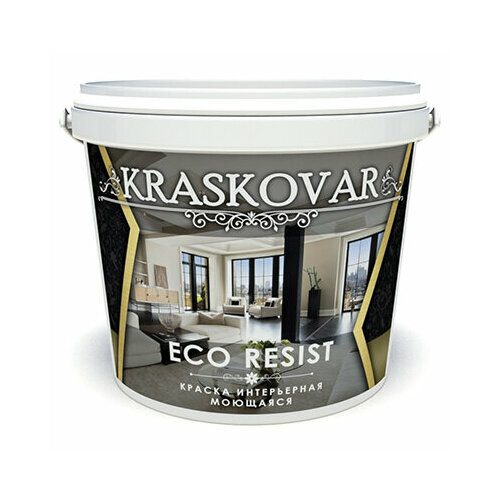 Краска интерьерная Kraskovar Eco Resist влагостойкая, моющаяся База A (1900001348) 2 л