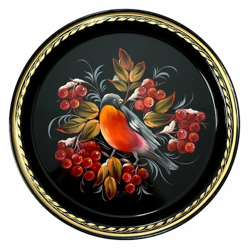 Жостовская фабрика декоративной росписи Жостовский поднос декоративный, размер 22 см (A5), металлический