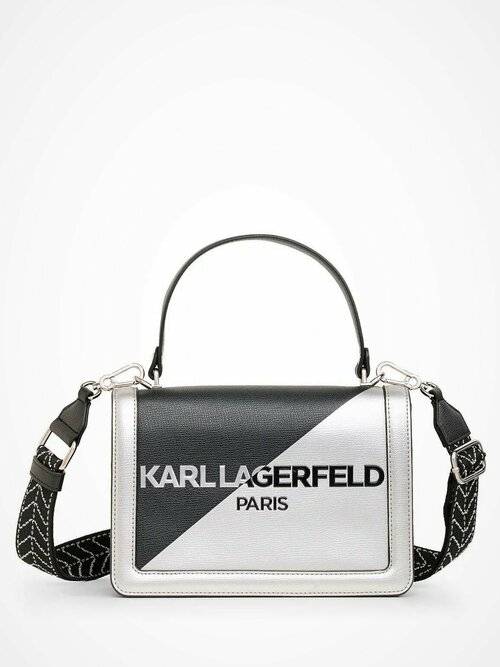 Сумка кросс-боди Karl Lagerfeld 106591, фактура зернистая, серебряный, черный