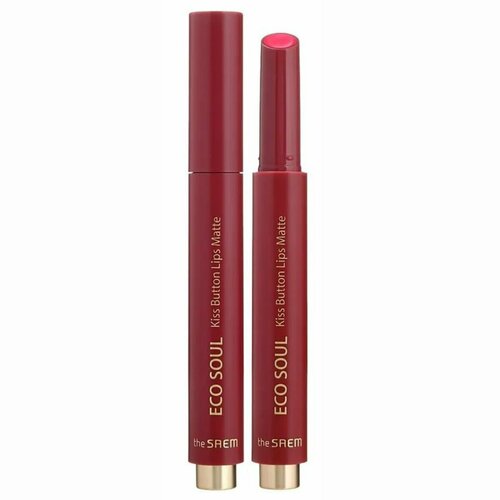 Помада для губ матовая The Saem Eco Soul Kiss Button Lips Matte 01 Neon Coral