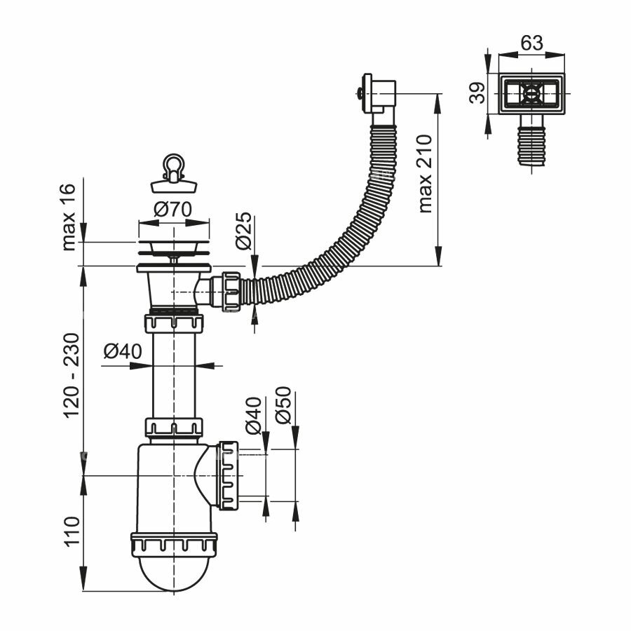 Сифон для кухонной мойки Alcaplast - фото №12