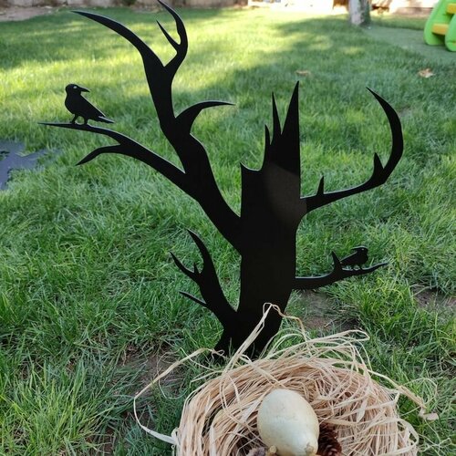 Садовый декор хэллоуин призрачное дерево, металлическое (черный цвет)