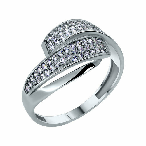 Кольцо JEDA, серебро, 925 проба, родирование, фианит, размер 18, золотой