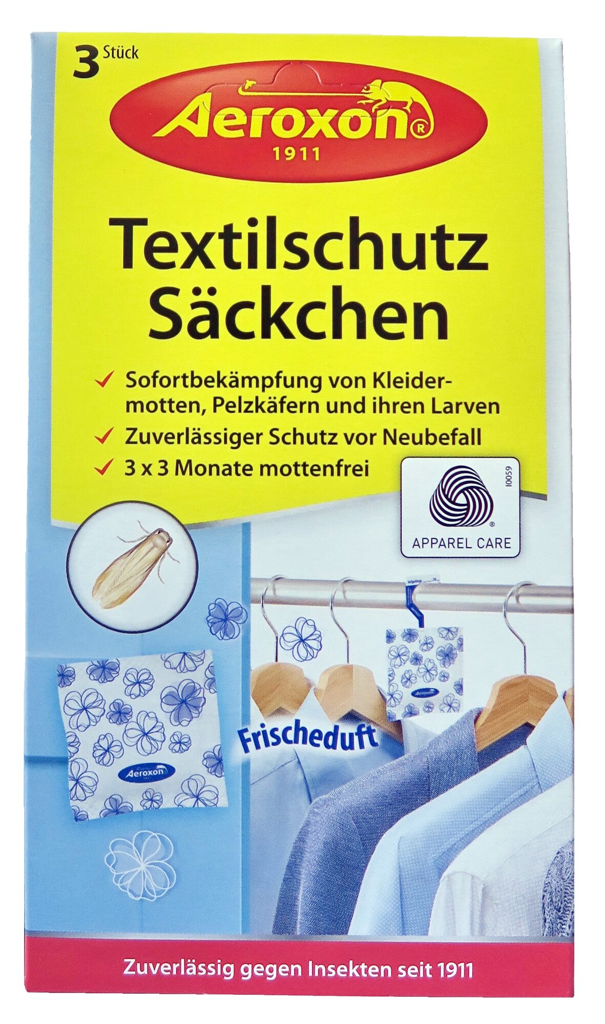AEROXON ( Аэроксон ) Мешочки для защиты от моли с цветочным ароматом, 3шт. (Германия)