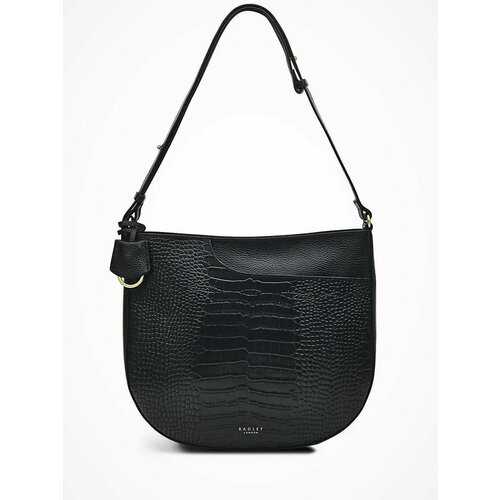 фото Сумка хобо radley 107019, фактура тиснение, под рептилию, черный radley london