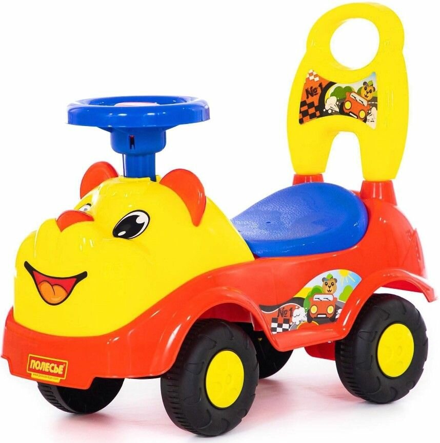 Детский толокар "Мишка", машинка-каталка бибикар для малышей, пластиковый автомобиль-пушкар
