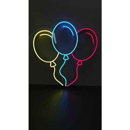 Неоновая вывеска на окно шары для магазина цветов и шаров 70х70см 11900₽