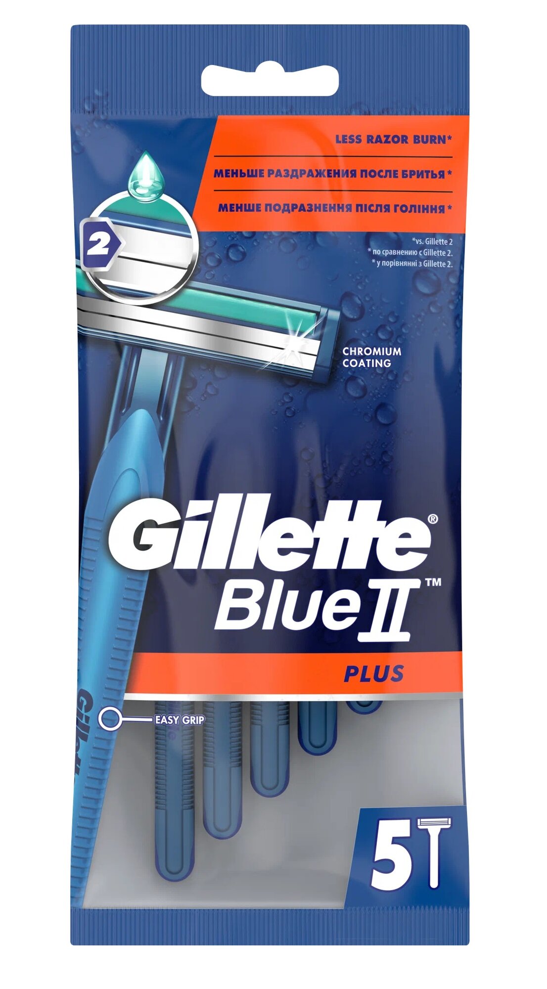 Одноразовые бритвенные станки Gillette Blue-2 Plus, 5 шт.