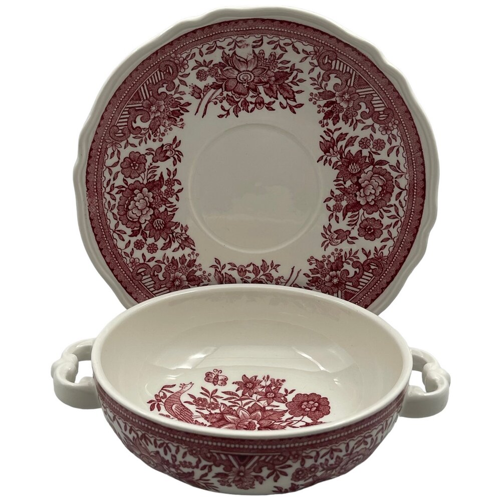 Бульонная пара "Fasan" (красный), фарфор, 1980-1990 гг, Villeroy & Boch, Германия