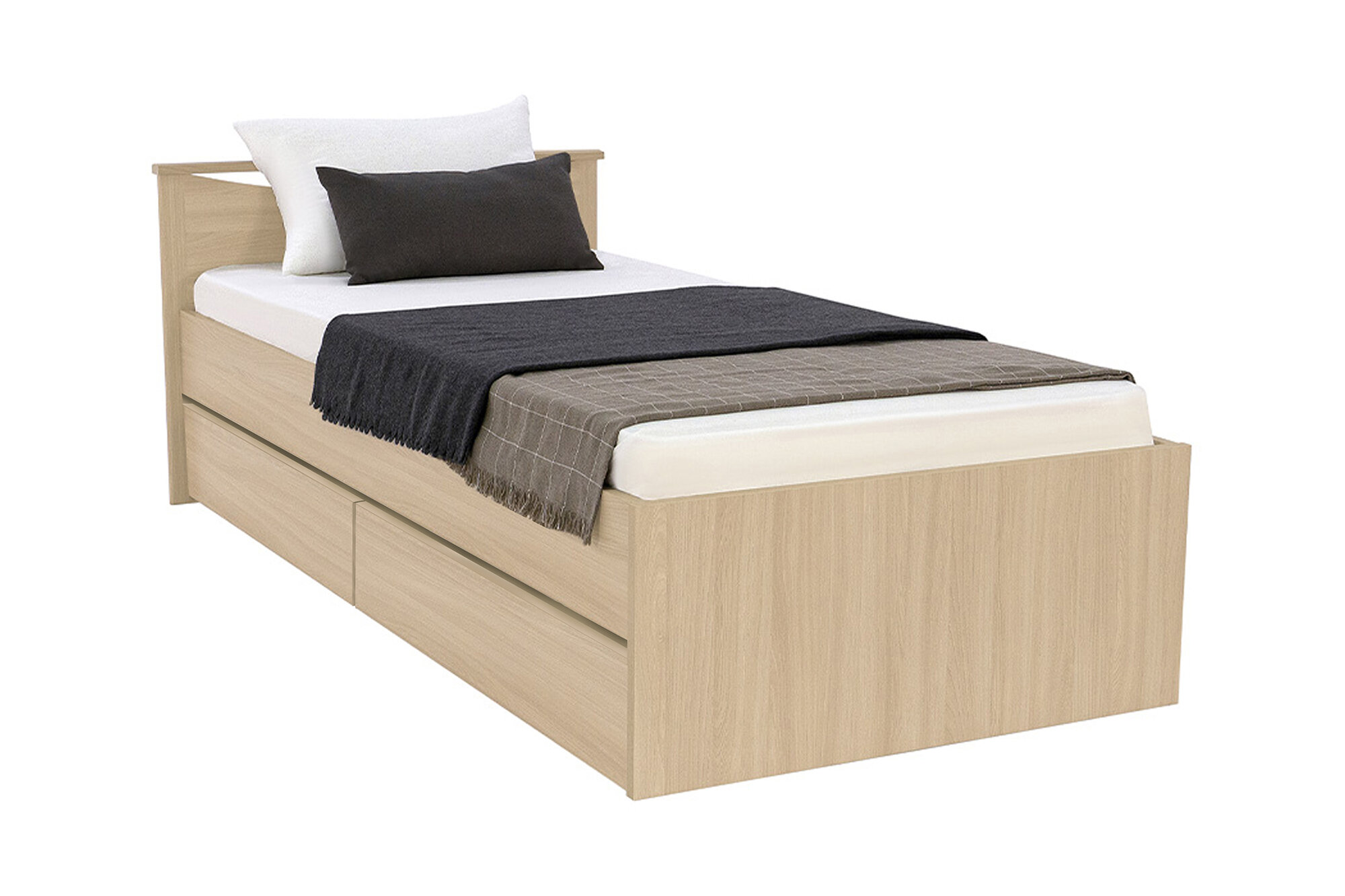 Кровать Боровичи-Мебель Мелисса с реечным основанием и ящиками дуб сонома 205х100х85 см