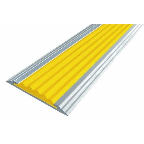 Алюминиевая полоса противоскользящая с одной вставкой 40 мм, 1 метр, желтая, накладка на ступени против скольжения