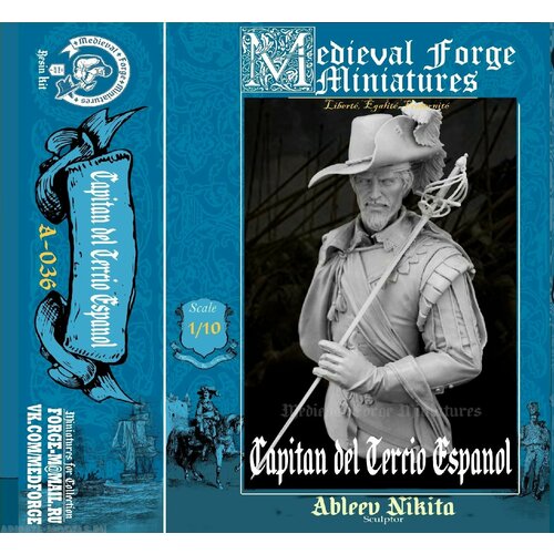 A-036 Фигура Capitan del Tercio Espanol Medieval Forge Miniatures масштаб 1/10