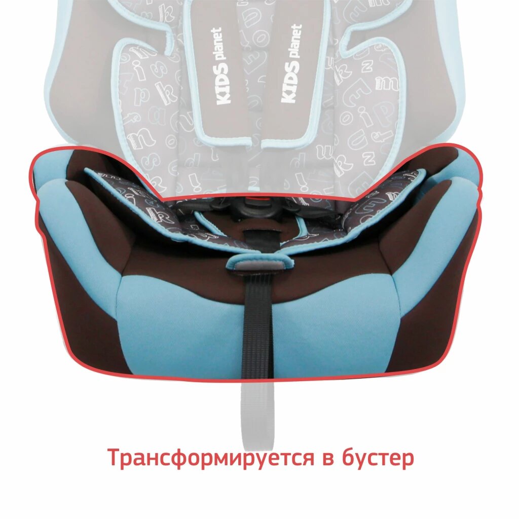 Автокресло детское группа 1/2/3 (от 9 до 36 кг) Kids Planet Sputnik ISOFIX шоколадные буквы