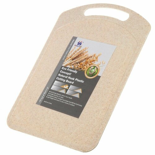 Доска разделочная пластик 35х24х04 см с ручкой прямоугольная бежевая 499₽