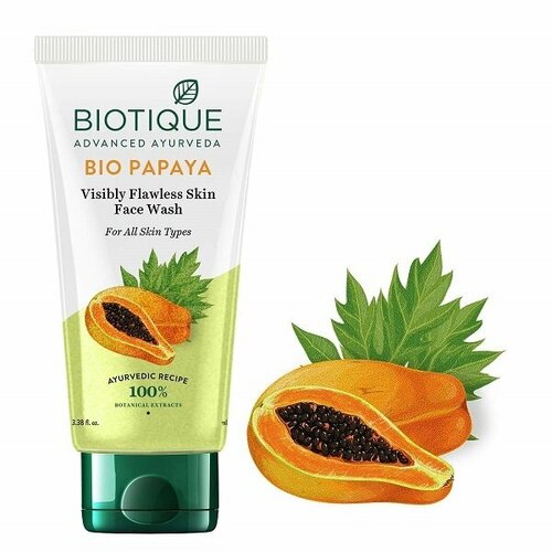 BIO PAPAYA Visibly Flawless Skin Face Wash, Biotique (папайя Гель для умывания, для всех типов кожи, Биотик), 150 мл. гель для умывания с экстрактом папайи biotique bio papaya exfoliating face wash 150 мл