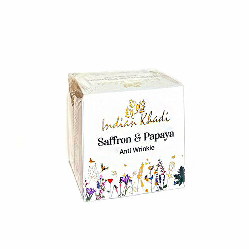 Anti Wrinkle SAFFRON & PAPAYA, Indian Khadi (Анти Возрастной крем для лица шафран И папайя, Индиан Кхади), 50 г.