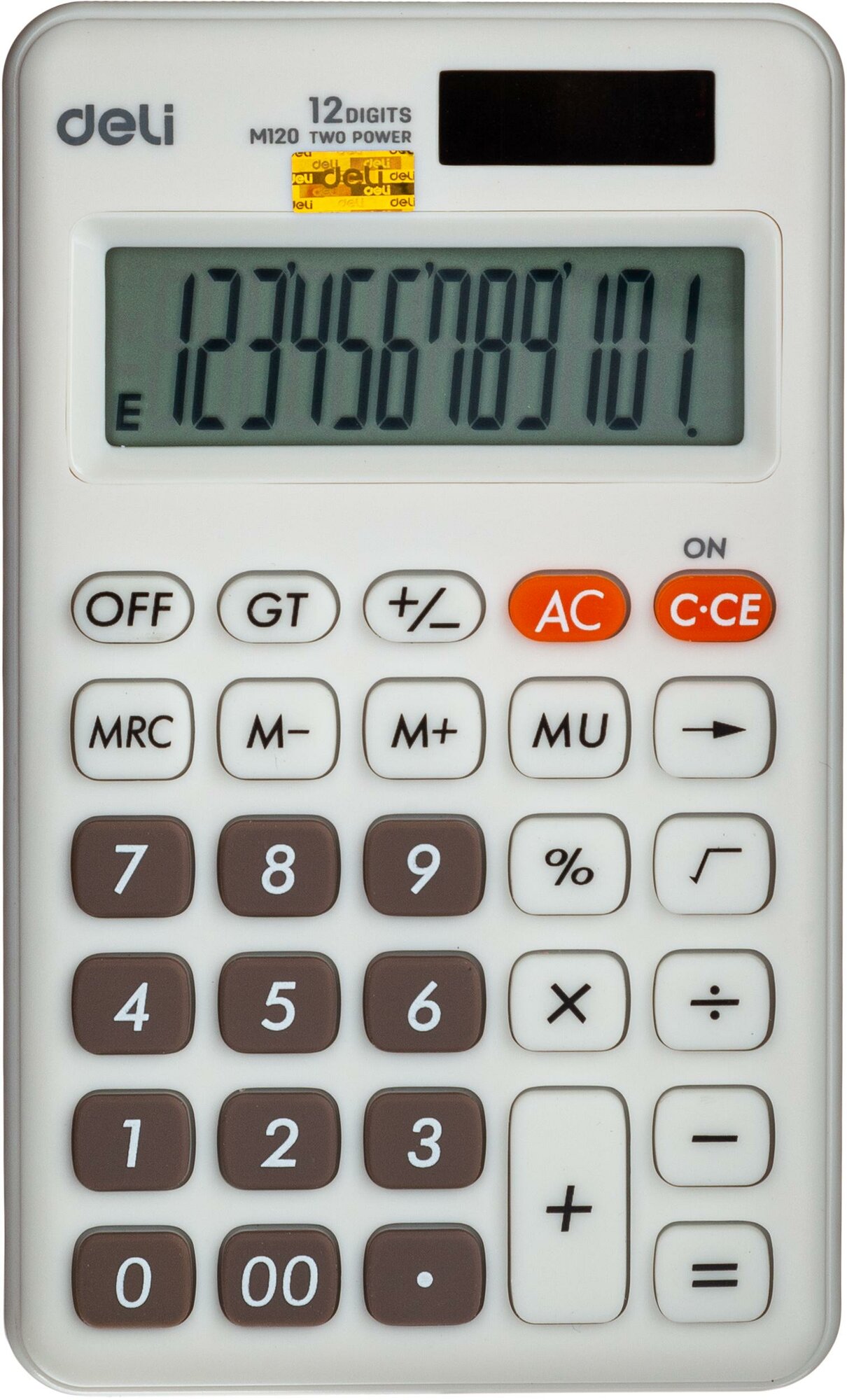 Калькулятор карманный Deli EM120,12-р, дв. пит, 118x70мм, белый