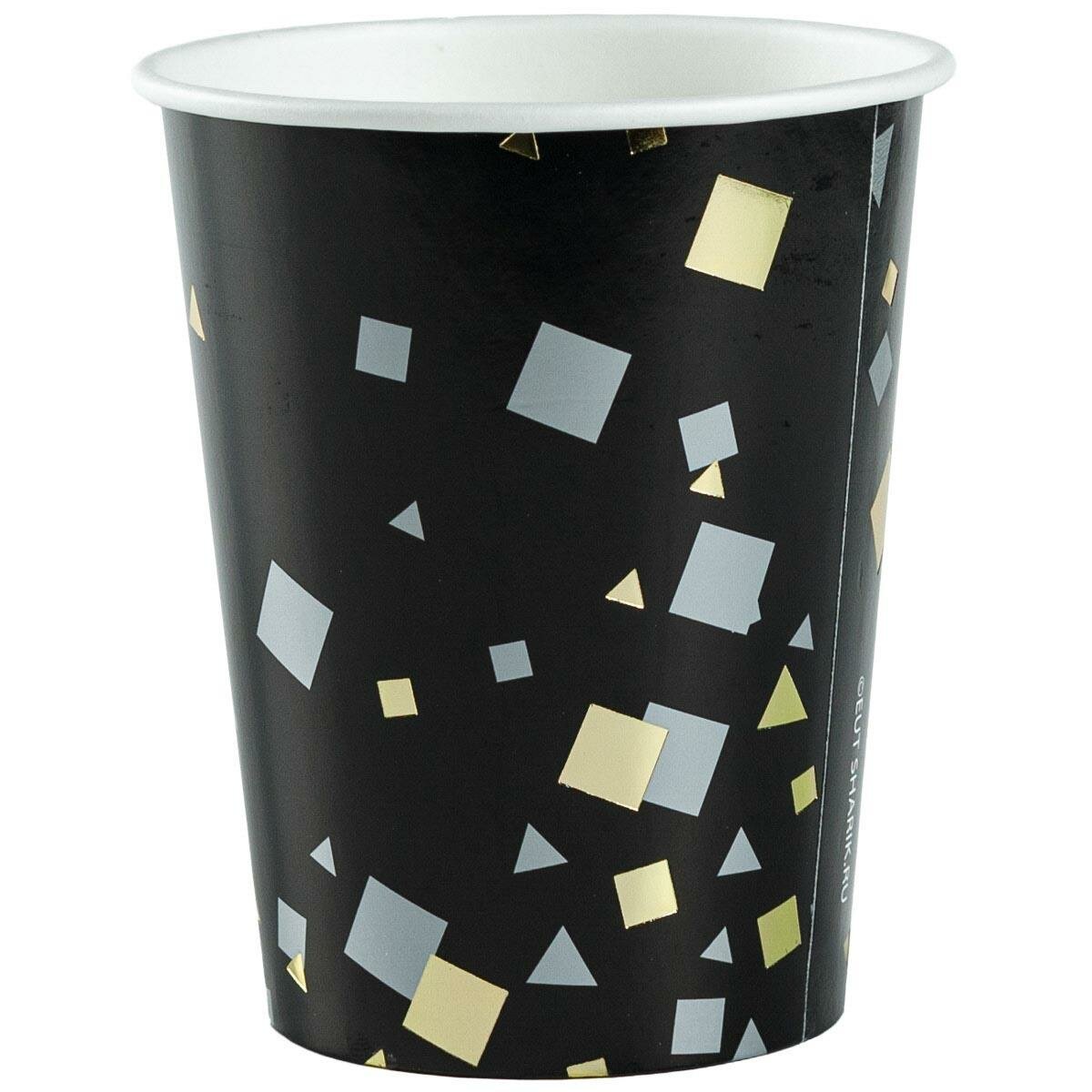 фото Стакан одноразовый Конфетти Party черный 250мл 6шт/уп,1502-5503