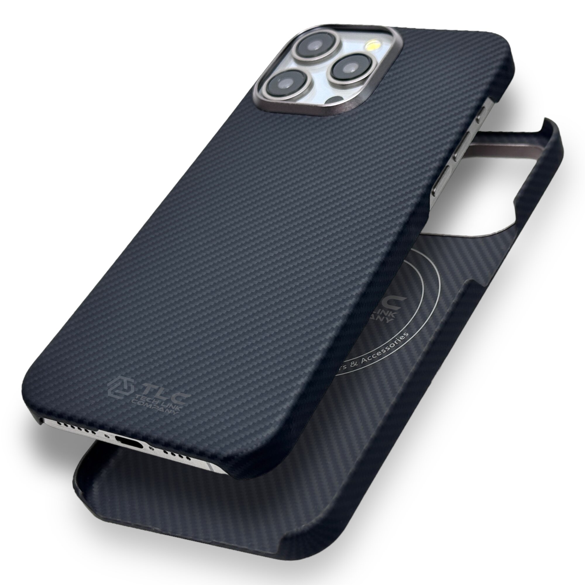 Чехол карбоновый для iPhone 15 Pro Max (MagSafe) Кевларовый из арамидного волокна, ультратонкий, сверхпрочный