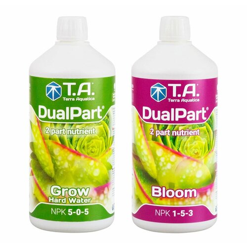 удобрение для жесткой воды t a dualpart grow hw ex ghe floraduo grow hw 1 л Комплект удобрений Terra Aquatica DualPart Grow HW + Bloom 1 л