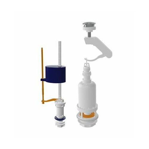 Арматура для смывного бачка универсальная с клап нижней подачи Белая кнопка 790₽