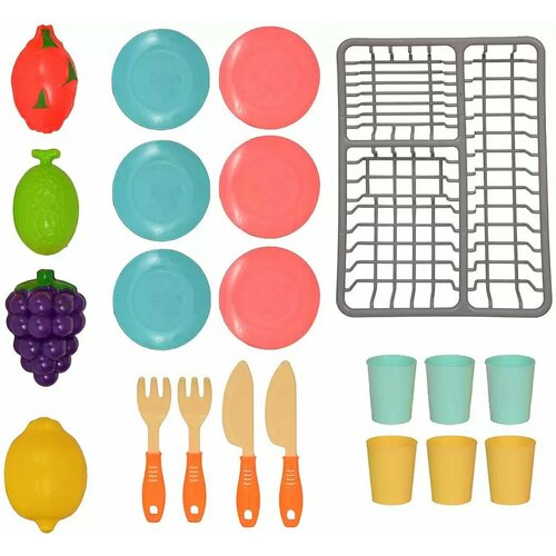 игроленд набор посуды с продуктами 6 пр пластик 22х16х2см Набор посуды 8109-6 с продуктами