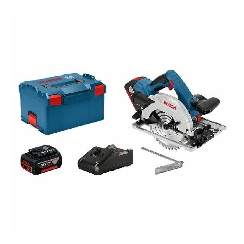 аккумуляторная дисковая пила bosch gks 18v 57 18 в синий Аккумуляторная циркулярная пила 18В 4Ач GKS 18V-57 G – Bosch Power Tools – 06016A2106 – 3165140979979