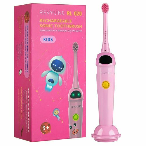 Электрическая звуковая зубная щетка Revyline RL 020 Kids детская розовая для детей от 3-12 лет Ревилайн 419000₽