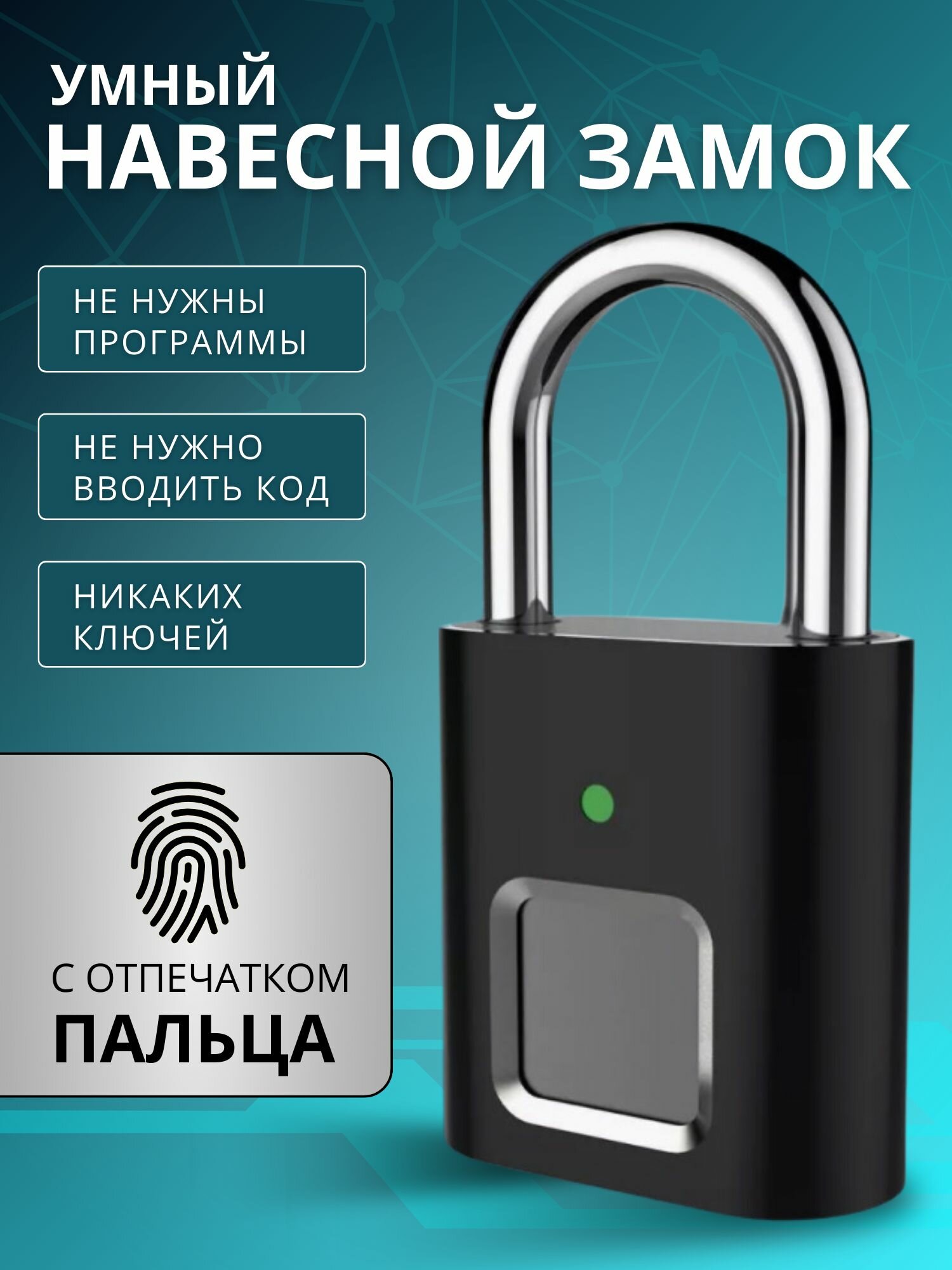 фото Замок биометрический кодовый навесной