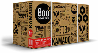 Угольные брикеты Камадо 800 Degrees, коробка 10 кг.
