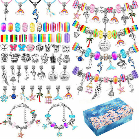 Набор для творчества и создания украшений и браслетов для девочек подарочный детский 117 элементов, бусины, подвески для рукоделия, Brauberg Kids, 665293