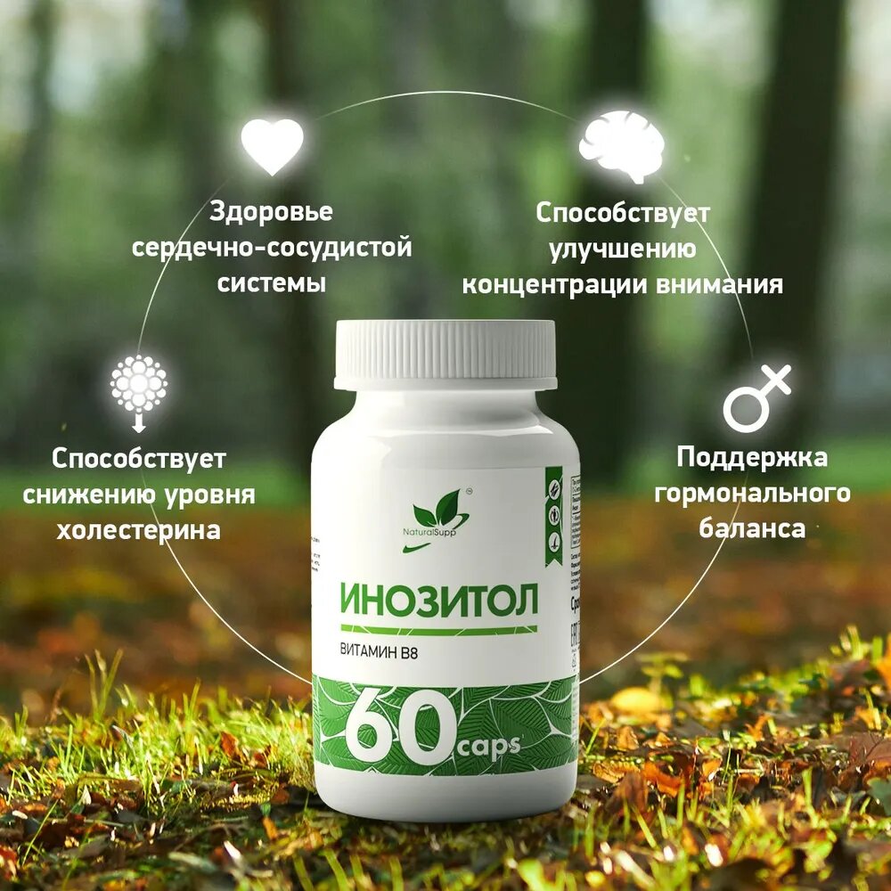 Изображение Инозитол 600 мг Витамин В8 / БАД для женского здоровья / Для репродуктивной функции 60 кап. NaturalSupp