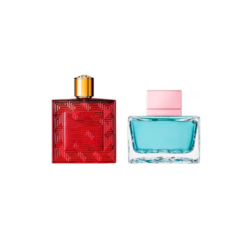 Подарочный набор для неё и для него по мотивам Versace Eros Flame, Antonio Banderas Blue Seduction for Women 2 по 2 мл