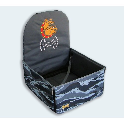 Автогамак для животных Melenni Стандарт Злой бульдог 3 серый камуфляж/серый