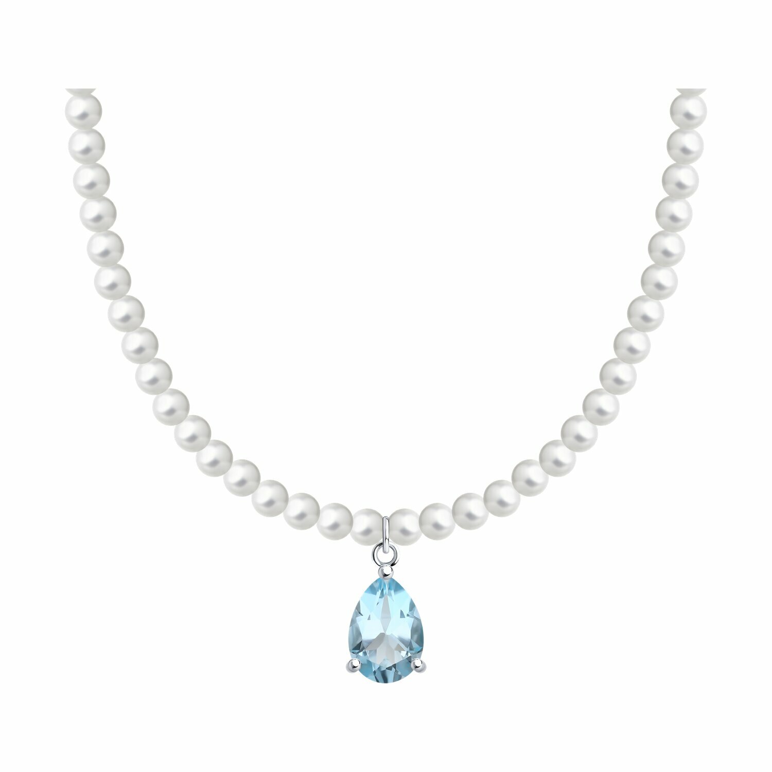 Колье Diamant online, серебро, 925 проба, топаз, жемчуг