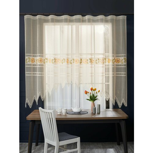 Тюль SANPA HOME арка для кухни короткий бежевый 1 шт 320х190 см 1575₽